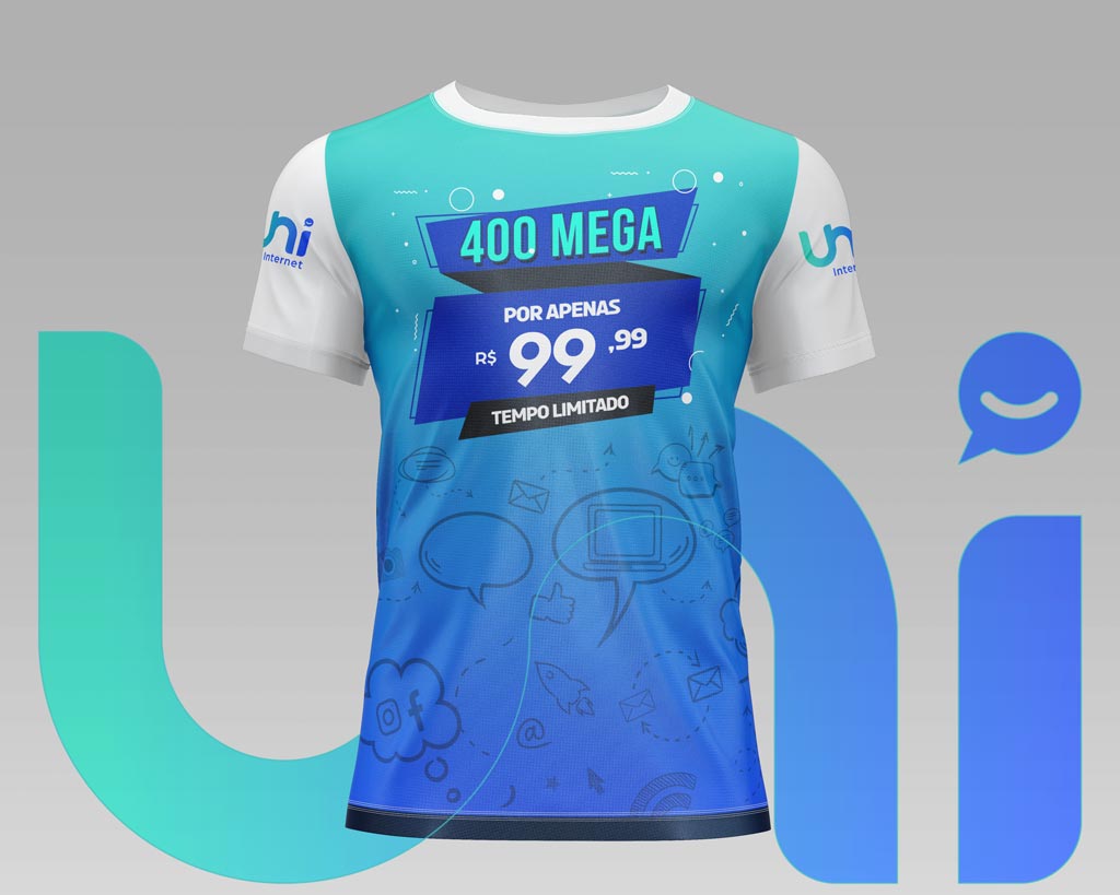 Camisa promocional para o provedor de internet Uni