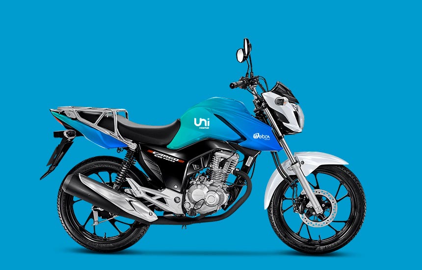 Plotagem de moto para o provedor de internet Uni Internet