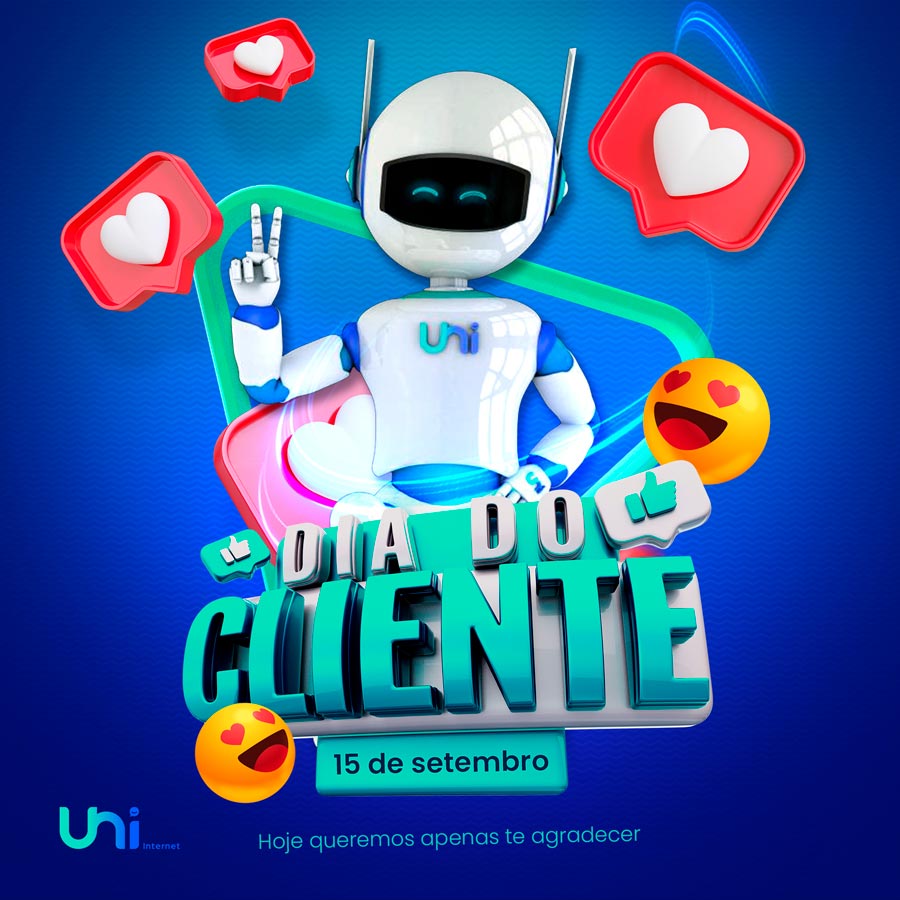 Post criado para as redes sociais da Uni Internet, exemplo 7