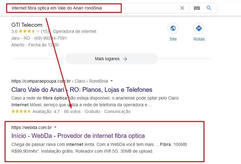 Captura de busca no Google por
