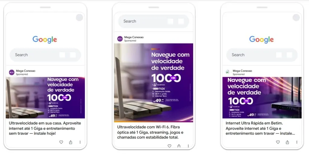 Campanha de Google Discovery para provedor de internet